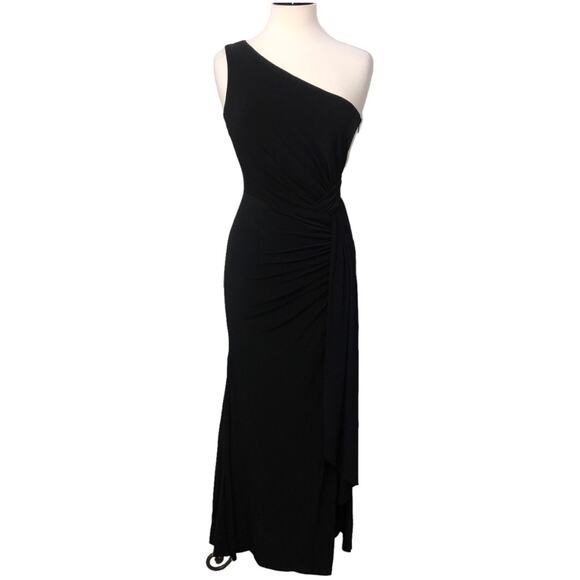 Vince Camuto Black One-Shoulder Pleated Waist Gown 6 NWOT - Picture 2 of 15